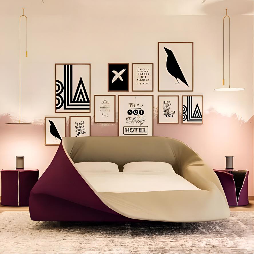 鸟窝床奶油风设计师布艺落地鸟巢双人亲子婴儿护栏防跌创意网络床