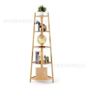 五层竹制角落置物架书房厨房卧室转角置物架