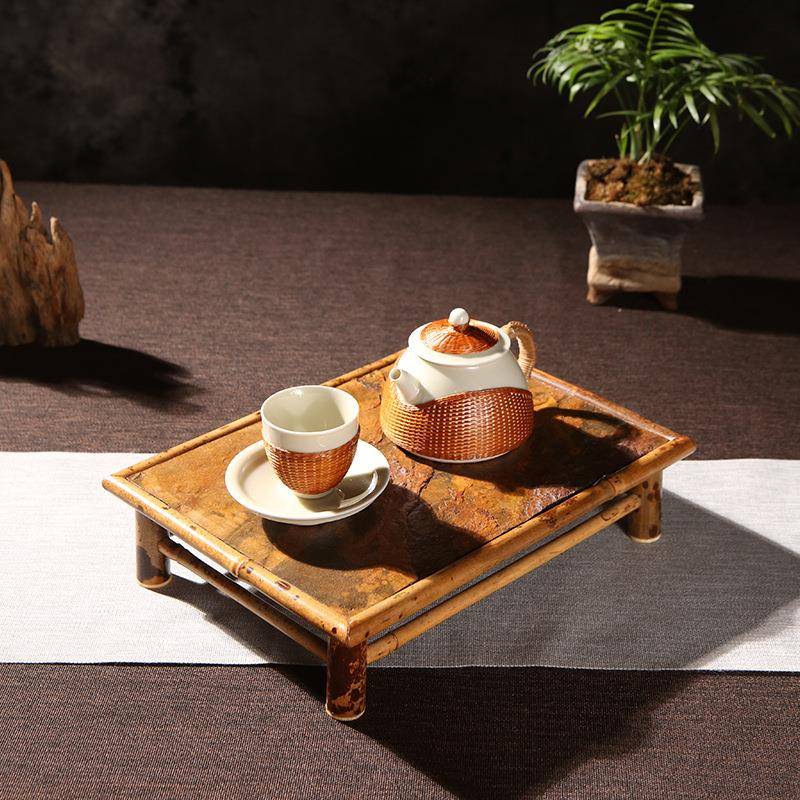 手工大漆云妃岩石斜脚干泡盘茶盘佛肚四角正方形壶架