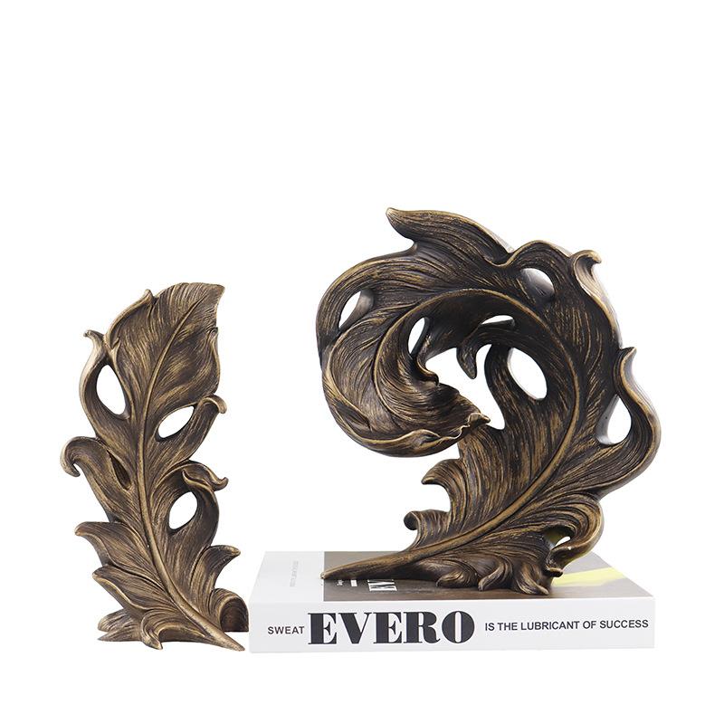 现代简约创意树脂羽毛摆件样板房售楼处桌面软装饰品工艺品装饰品