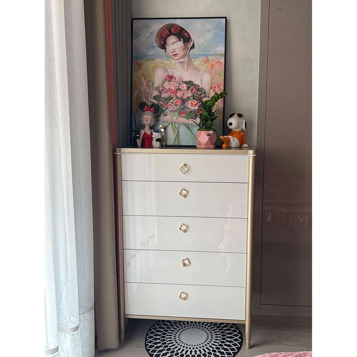 香槟柜美式柜五斗柜客厅置家用卧室抽屉收纳九斗五斗意式极简风