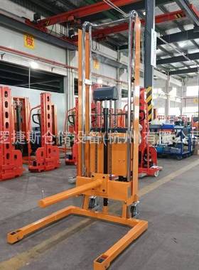 400kg圆形物料装卸堆高车卷筒纸叉车轻型串杆电动卷膜升降搬运车