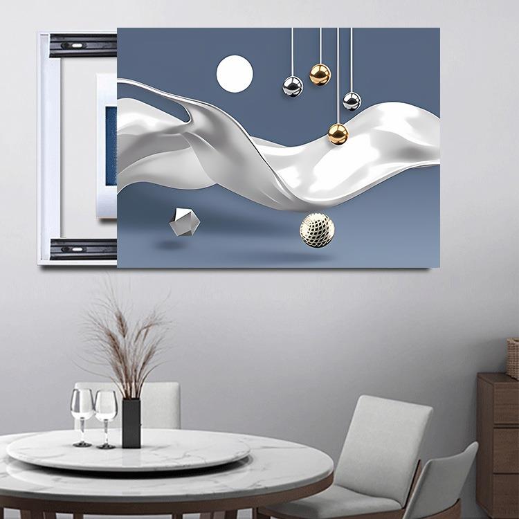 简约现代电表箱装饰画推拉配电箱箱电闸盒遮挡超薄钢化玻璃画抽象