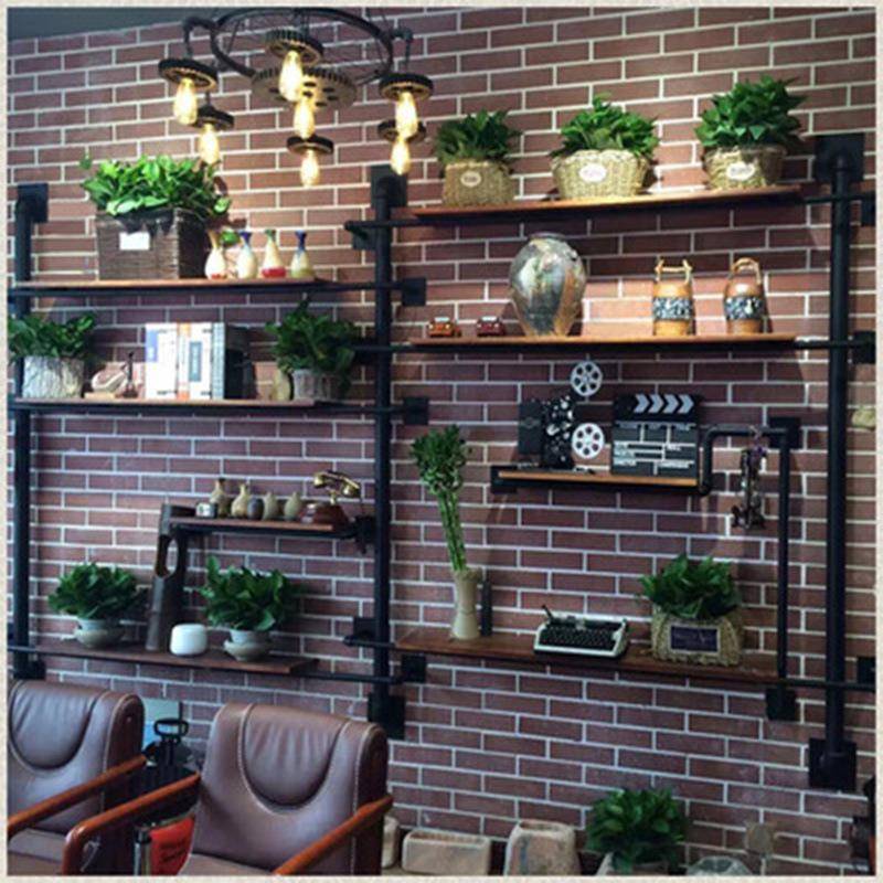 美式创意实木置物架客厅吧台装饰壁挂复古工业风一字搁板
