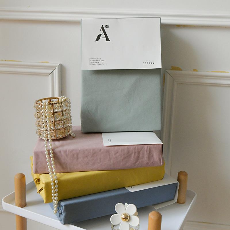 轻奢A类全棉磨毛单品床单纯色加厚家用纯棉床品单双人床笠床罩秋