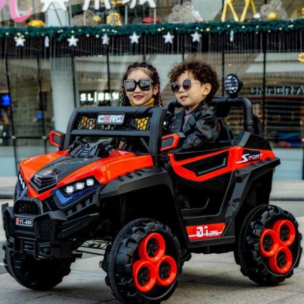 儿童电动四轮汽车越野车小孩带音乐可坐人玩具车双人带遥控童车