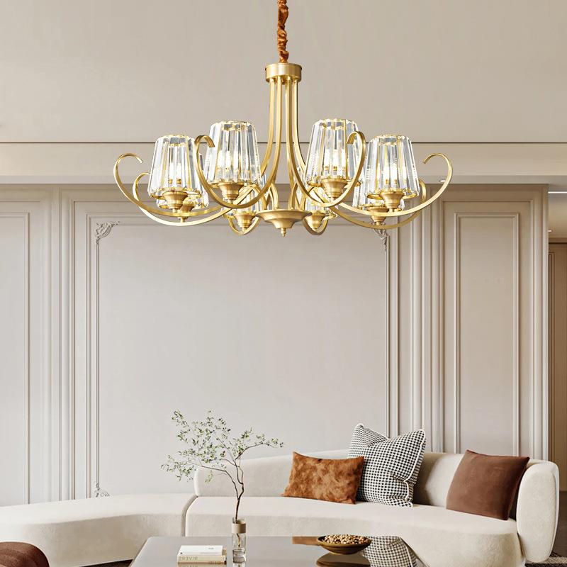 美式吊灯全铜客厅灯法式轻奢高端铜灯餐厅卧室灯简约大气中山灯具