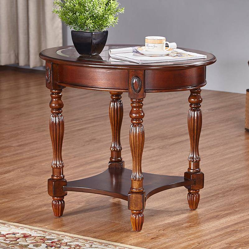 美式全实木角几复古小茶几电话几客厅沙发边几小圆桌卧室床边
