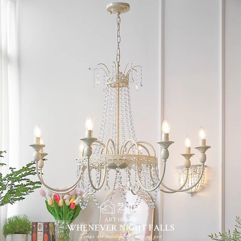 法式复古客厅吊灯水晶美式乡村别墅大气公主房卧室餐厅奶油风灯具