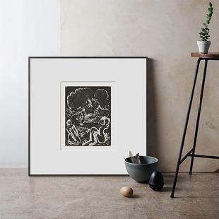 朦胧亨利马蒂斯线描黑白挂画小众文艺抽象装 饰画民宿双联壁画