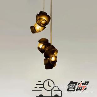 设计师工程多头组合玻璃吊灯现代风格 楼梯创意灯具 网红别墅复式