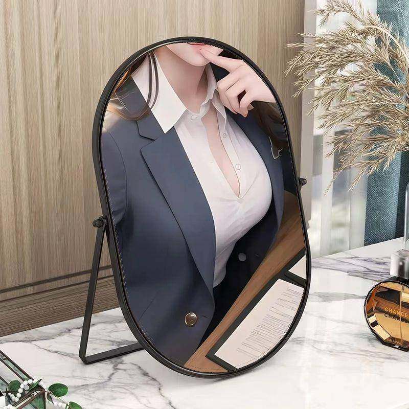 化妆镜大号梳妆台化妆镜家用卧室宿舍桌面台面梳妆镜折叠镜子可调