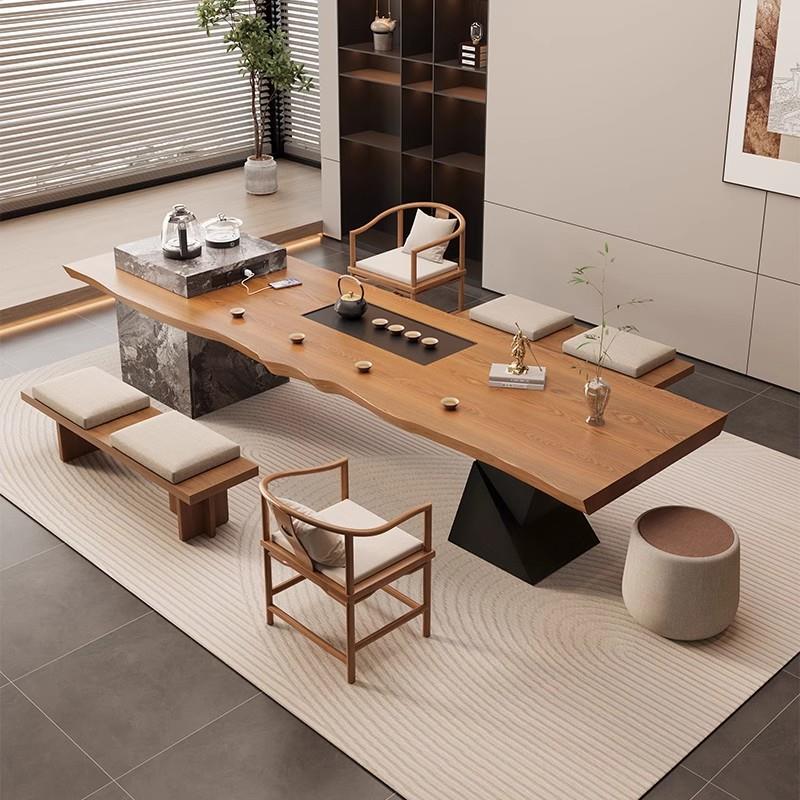 现代简约岛台茶台实木大板茶桌椅组合意式轻奢办公室2025新款高端