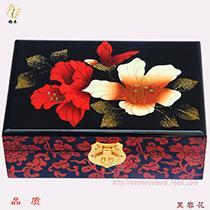 漆器首饰盒金双牡丹家居装饰摆件中国洛阳风工艺品