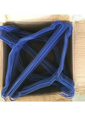 2.5MM蓝色干洗店一次性铁丝衣架洗衣店喷塑衣服挂金属丝外贸