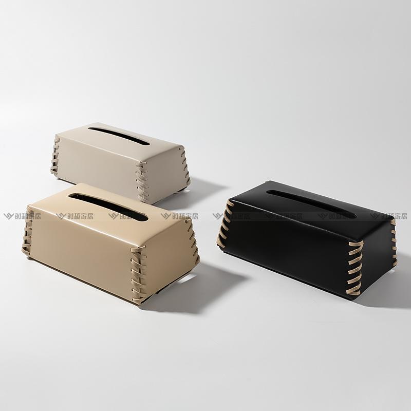 现代简约高档皮革纸巾盒家居客厅茶几餐桌抽纸盒样板房间软装饰品