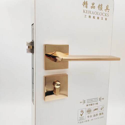 金色简约静音执手锁金色木门分体锁金色室内门执手锁