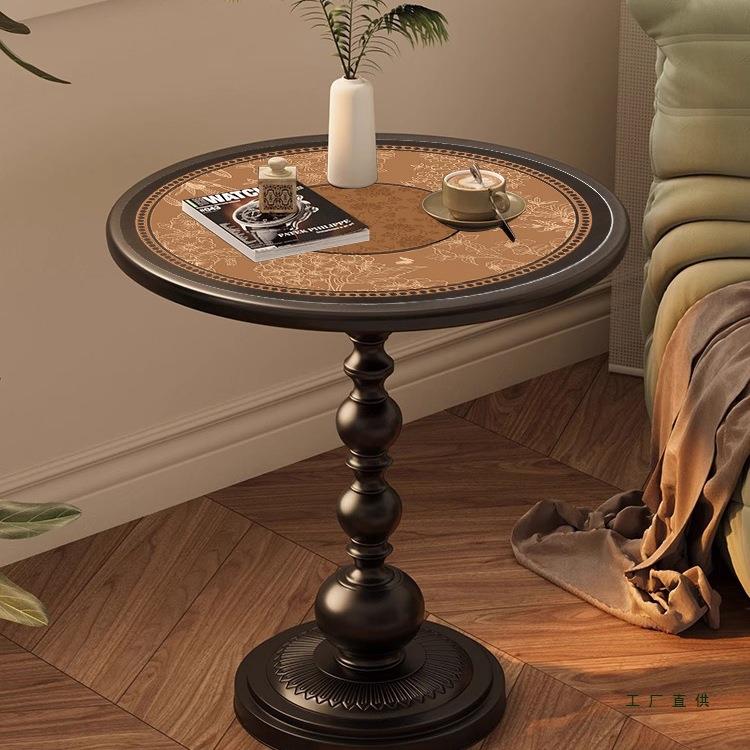 法式边几中古风小茶几可移动客厅沙发边柜复古小圆桌艺术床头柜