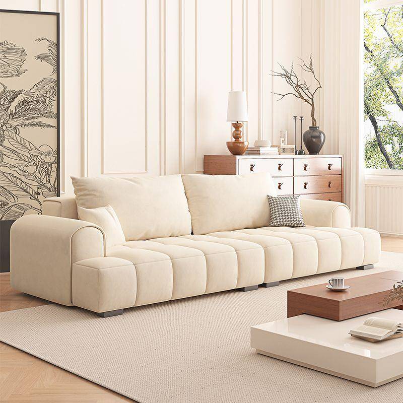 泡芙小户型直排双人布艺沙发客厅奶油风钢琴键科技布棉花糖沙发