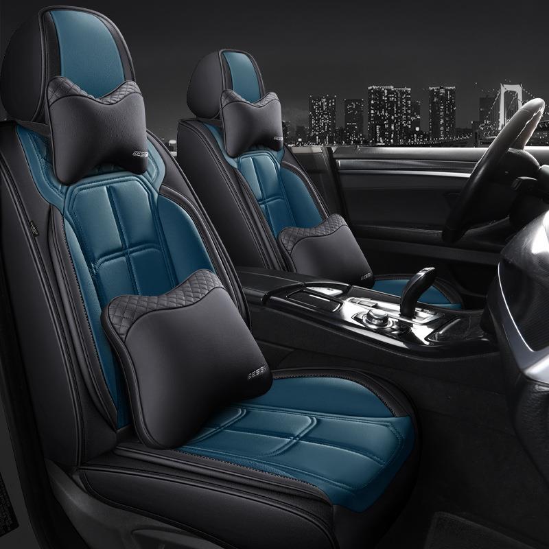 汽车坐垫四季通用亚麻布艺座椅套网红全包围座套冬季冰丝专用座垫