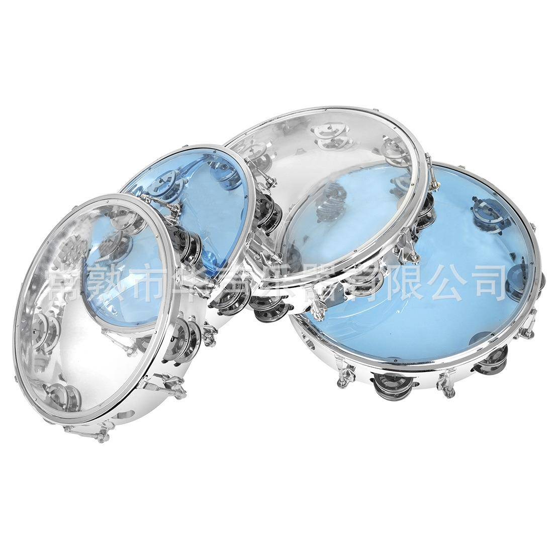 自调音双排手摇铃鼓8寸10寸打击乐器手摇鼓乐队伴奏打节拍