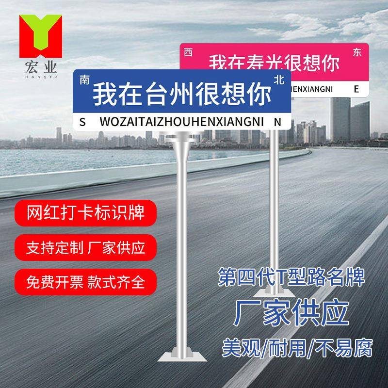 网红打卡拍照指路牌道路名牌城市装饰牌交通街道指示牌路牌