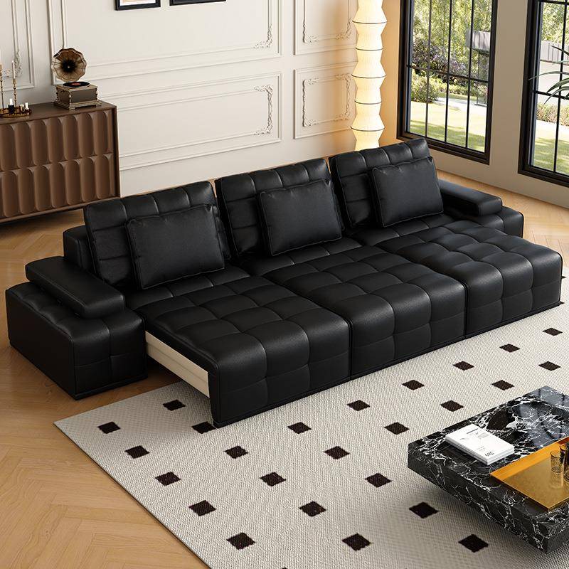 真皮沙发三人位劳伦斯电动沙发床多功能智能伸缩意式极简轻奢客厅