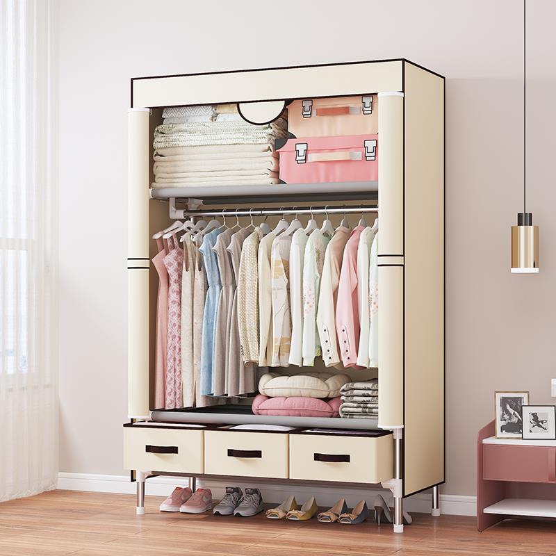 简易衣柜现代简约出租房用布衣柜钢管加粗加固家用收纳挂衣橱之满