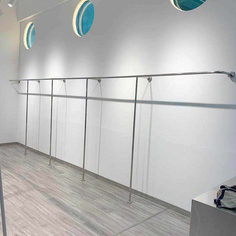 服装店展示架陈列架男女童装专用上墙银色不锈钢货架落地式挂衣架