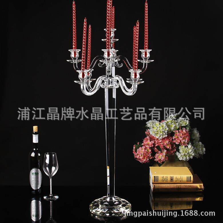 新款欧式水晶烛台婚礼婚庆专用家居烛台玻璃蜡烛台来样来图