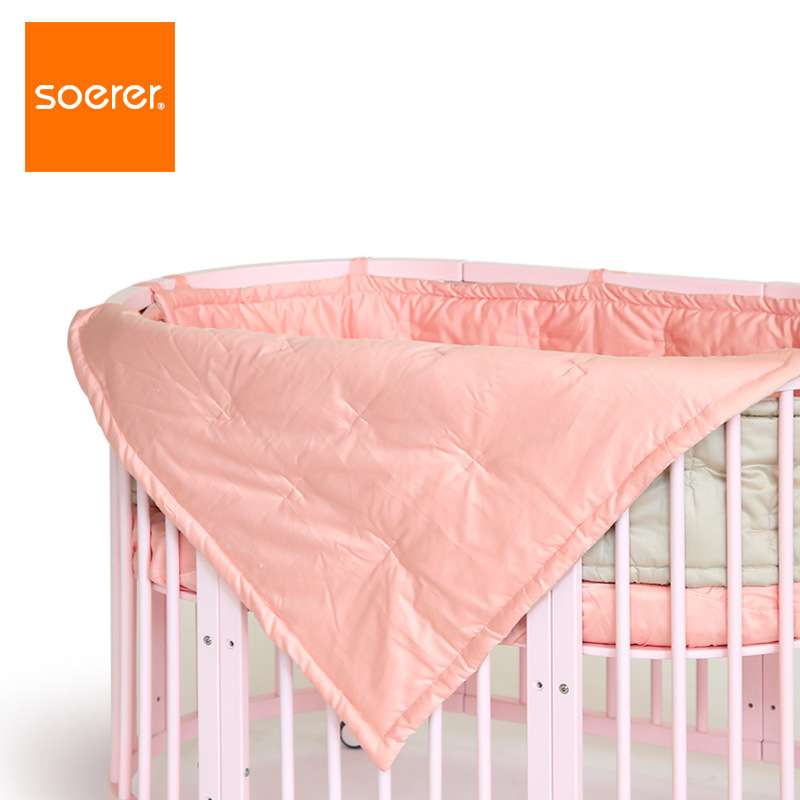 soerer婴儿床褥子被子床垫手工绗缝北欧风格加厚纯棉纯色白色粉色