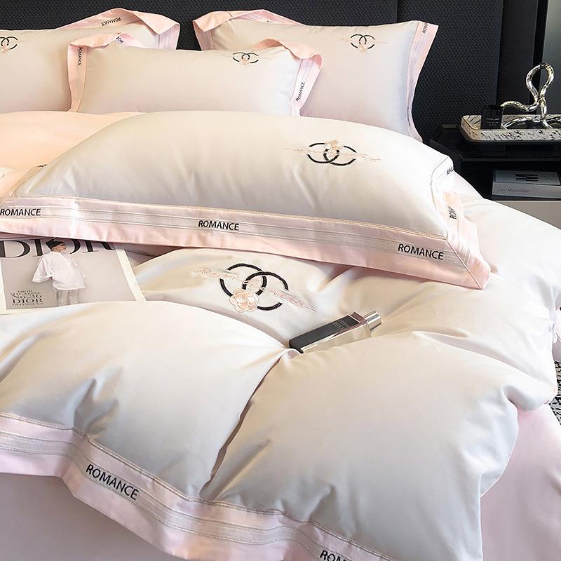 日织西川重工100支冬季加厚全棉磨毛四件套纯棉被套床单精致刺绣