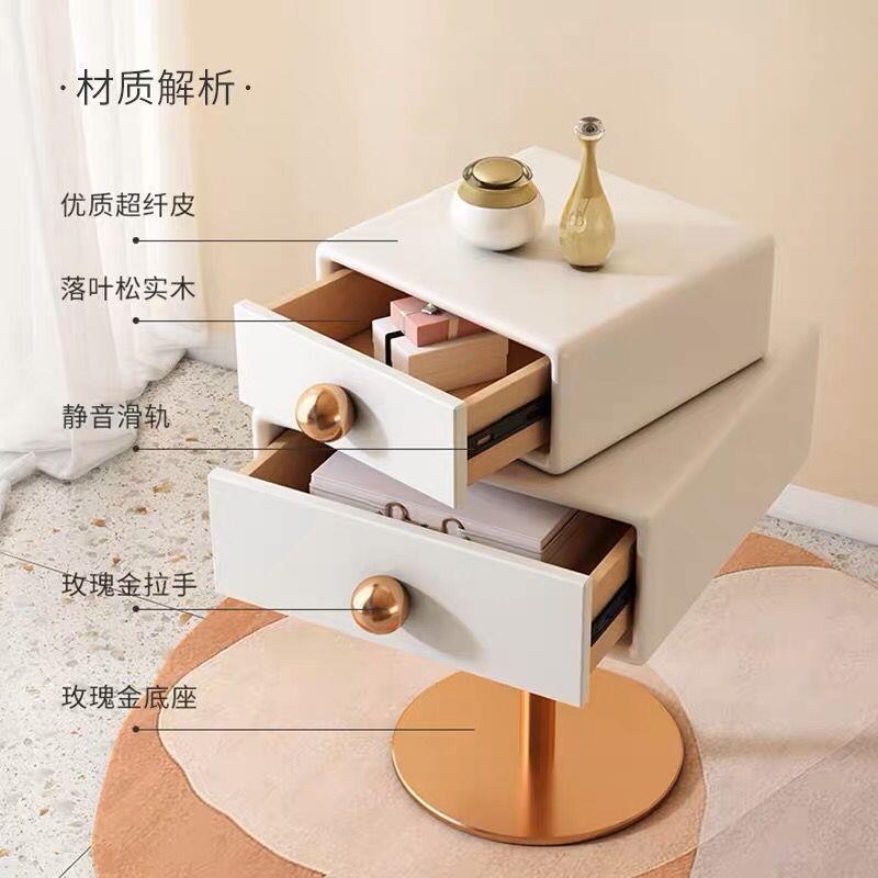 方糖床头柜卧室家用实木床头收纳柜小型简约网红床边柜可旋转