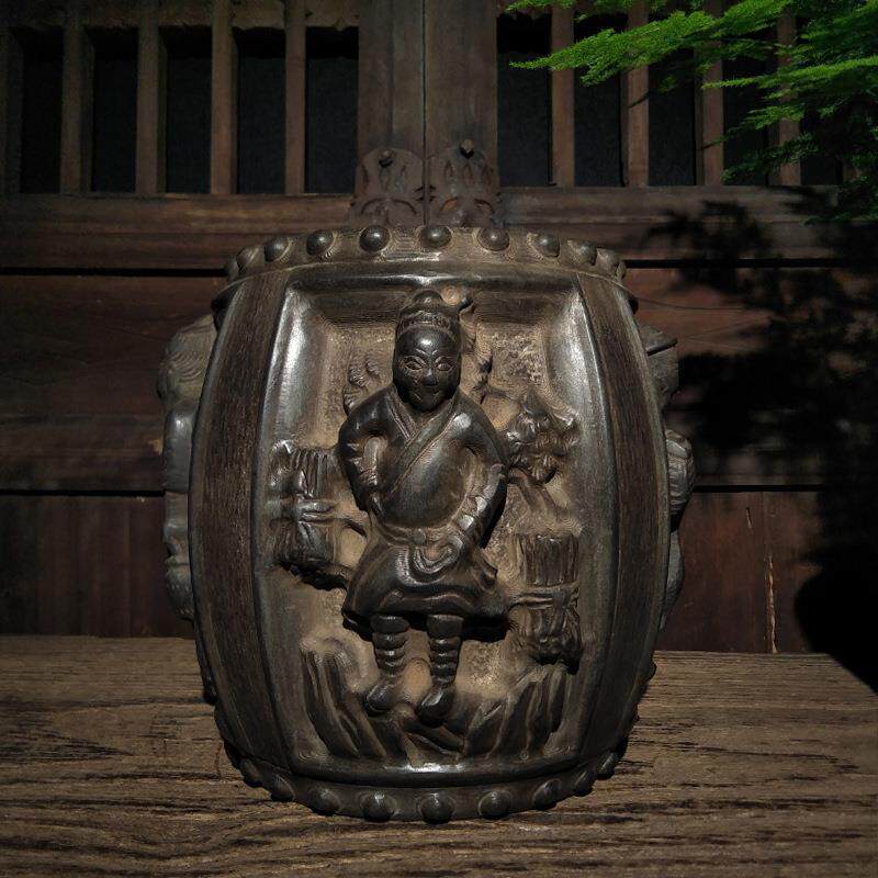 仿古石雕山西青石渔樵耕读石墩民俗怀旧中式复古陈设摆件