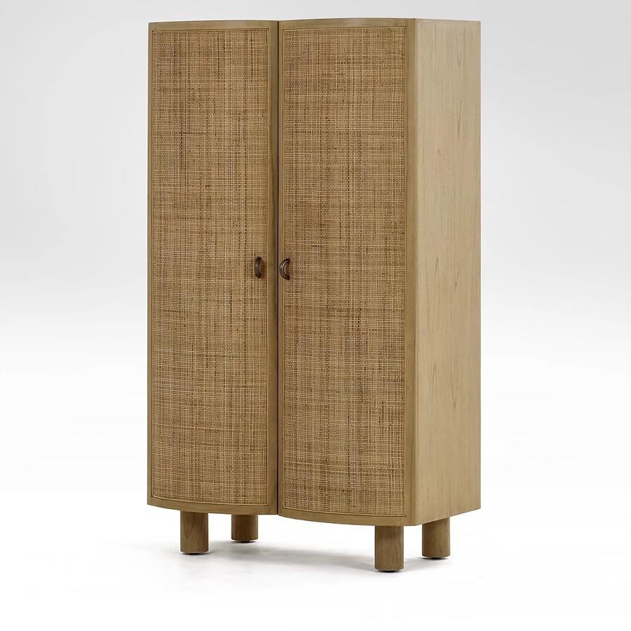 北欧实木藤编餐边柜客厅玄关柜茶水柜抽屉柜现代简约原木收纳柜子