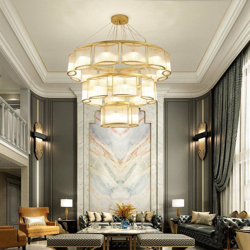 水晶吊灯轻奢客厅灯大吊灯餐厅后现代简约别墅复式楼工程水晶灯具