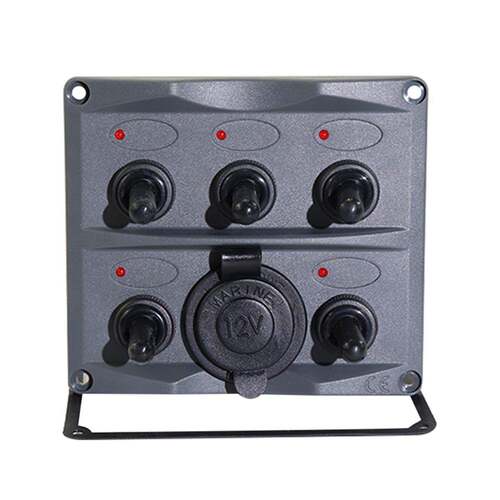 房车游艇改装面板12V/24V5组ON-OFF摇头拨动纽子开关面板多功能