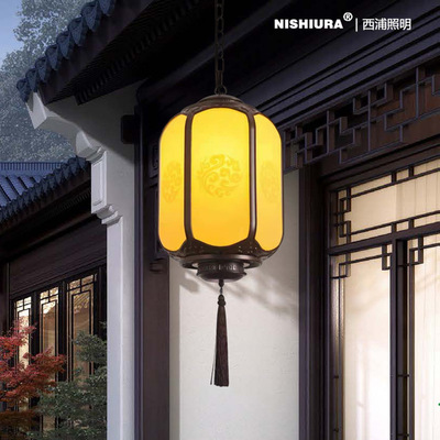 新中式户外LED亭子凉亭吊灯防水庭院大门室外挂灯别墅走廊阳台灯