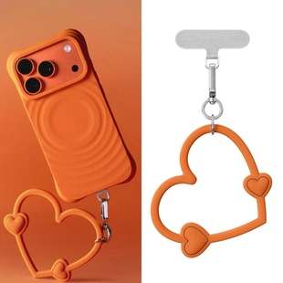 CAS新款 暖心橙心形爱心手机腕带适用iPhone全系手机配件手机挂环