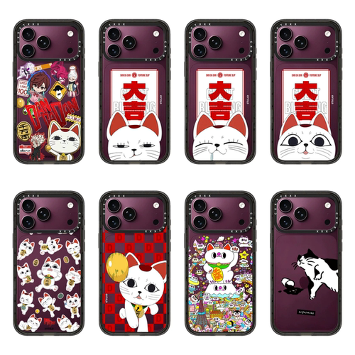 胆大党招财猫咪系列合集18Promax勃艮第红手机壳适用于iPhone17Promax手机壳16Pro卡通动漫15/14防摔保护壳13