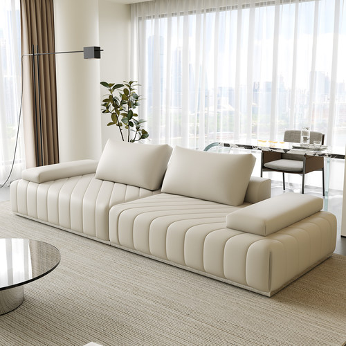 2025新款罗兰沙发客厅意式极简真皮客厅直排现代简约皮艺实木沙发