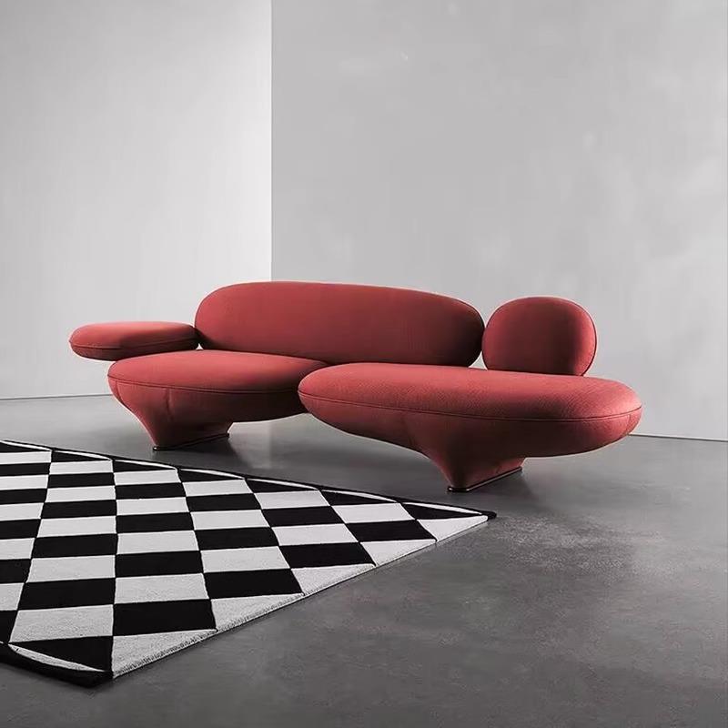 意式极简鹅卵石沙发设计师客厅别墅大小户型异形直排飞碟布艺沙发