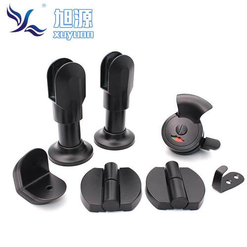 公共卫生间隔断配件套装不锈钢黑色厕所整套配件支撑脚门锁