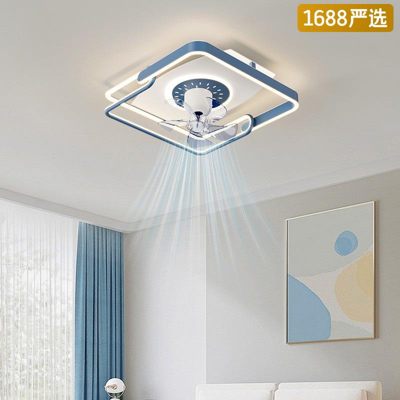 儿童房风扇灯现代简约静音摇头电扇一体吸顶灯男孩女孩
