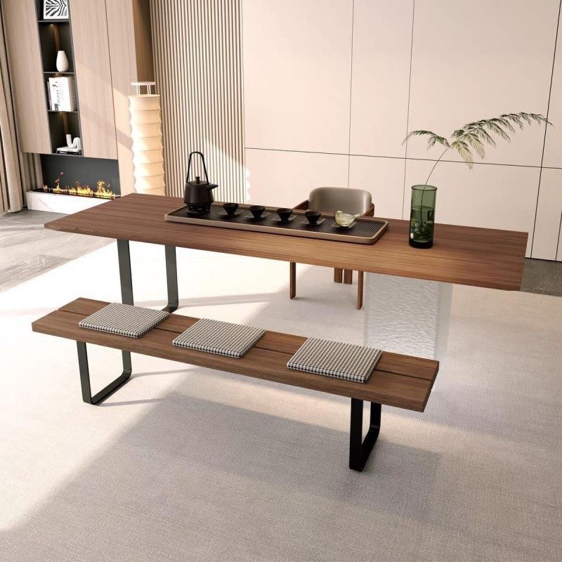 实木家用阳台桌椅组合简约原木餐桌亚克力办公室会客办公桌泡茶