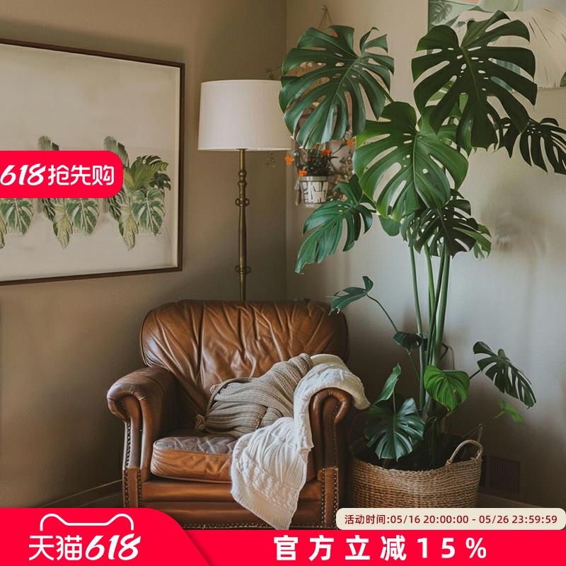 龟背竹仿真绿植高端轻奢客厅办公室仿生植物盆栽落地摆件装饰假树