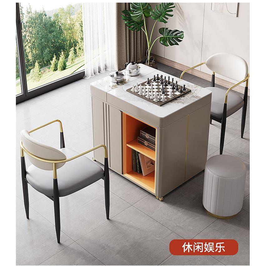 现代简约轻奢伸缩可移动阳台岩板茶桌组合小茶车小型茶台