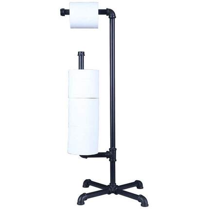 loft个性落地工业风格水管美式纸巾架厕纸架复古铁艺黑色厕纸架