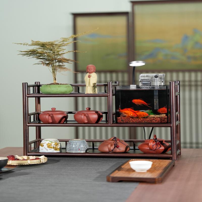 茶具置物架茶杯收纳架茶架子茶桌茶台桌面小型博古架紫砂壶摆放架