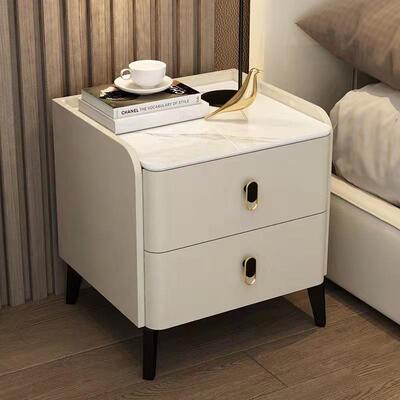 北欧风意式轻奢床头柜现代简约板式收纳储物柜卧室创意二抽床边柜